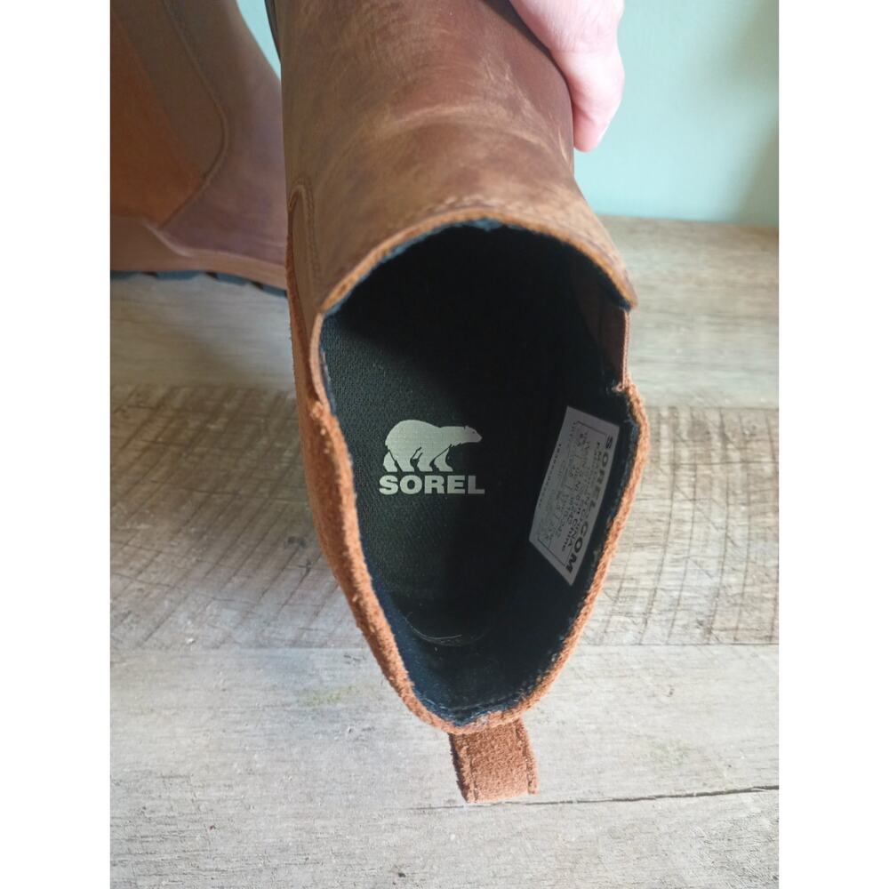 Sorel Evie Waterproof Leather And Suede Wedge Bootie Womens 6 Tan Rustic - Picture 12 of 13
